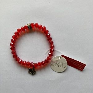 Chavez for Charity Stretch  Bracelet Red with Crown Charm
